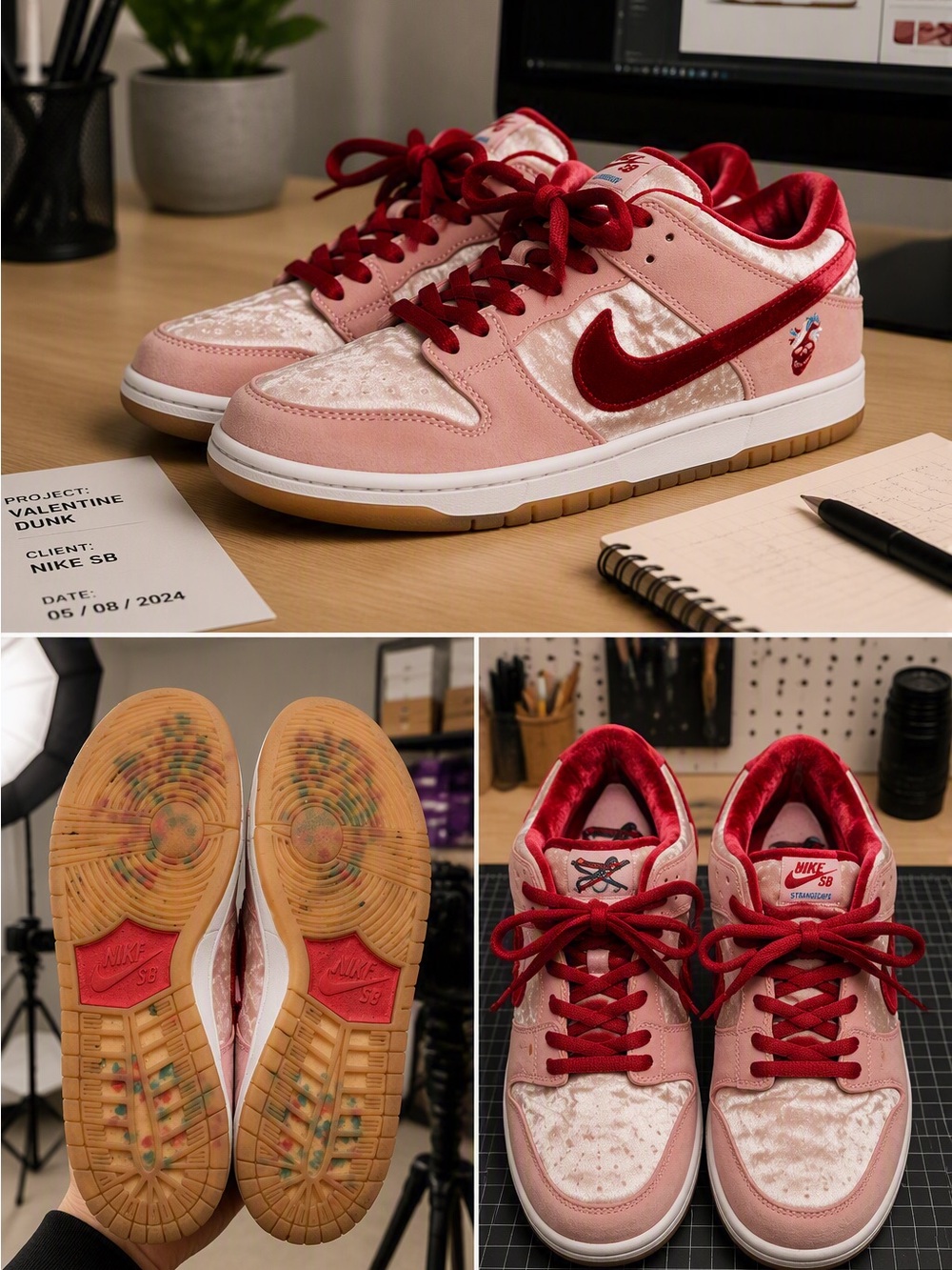 Nike Women’s Athletic Shoes Pink and Red Nike SB Dunk Low